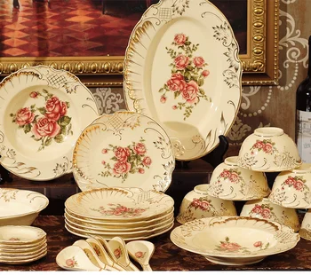 Керамическая посуда в европейском стиле с позолоченным краем, бытовая керамическая тарелка с золотой росписью, овощная тарелка, десертная тарелка, фруктовая тарелка