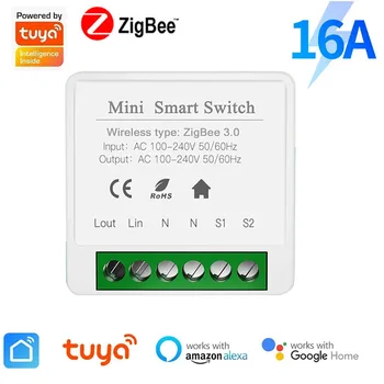 Tuya Zigbee 3.0 DIY мини-переключатель 16A для Tuya Smart Life Timing Беспроводное реле автоматизации управления с устройствами Alexa Google Home