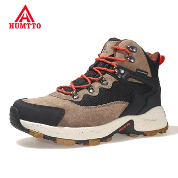 Кожаные походные ботинки HUMTTO, Водонепроницаемые кроссовки для скалолазания для мужчин 2021, Спортивная Охотничья Треккинговая обувь, Дышащая Уличная обувь для мужчин