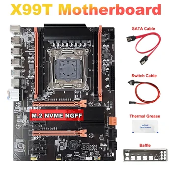 Материнская плата X99 + Кабель SATA + Кабель переключения + Перегородка + Термопаста M.2 Поддержка NVME NGFF DDR4 4X16G для процессора V3