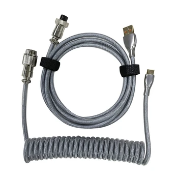 USB-кабель 1,5 м с интерфейсом USB Type C, спиральный USB-кабель C для игровой клавиатуры, механический USB-кабель, разъем Авиатора