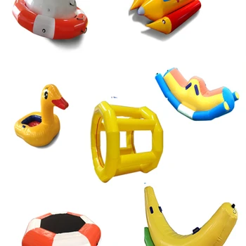 Надувные игрушки для бассейна с Океанским шаром, Качели, Батут, Оборудование для детского аквапарка, лодка-банан, Ветровое Огненное колесо, Лодка-утка