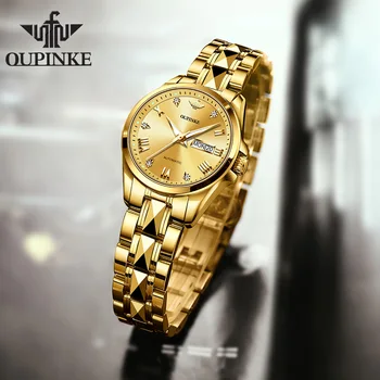 Роскошные Женские часы OUPINKE с сапфировым стеклом, автоматические механические наручные часы, Водонепроницаемая дата, Новые наручные часы, браслет в подарок
