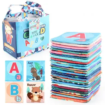 Мягкие детские флеш-карты с алфавитом, игрушки, 26 шт., детские флеш-карты с алфавитом, игрушка для раннего обучения С сумкой для хранения, Моющаяся Мягкая