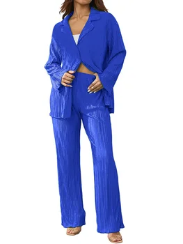 Женский Уютный Фланелевый Пижамный комплект из 2 предметов, Пижамы для отдыха, Пижамные комплекты на пуговицах, Топы с длинными рукавами и Удобные широкие брюки