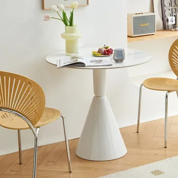 Круглый журнальный столик для гостиной, Белый Абстрактный Дизайн, Мраморный Журнальный столик, Бистро, Меса-де-Сентро, Салон Мебели небольшого пространства